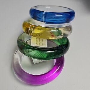 Colorful Acrylic Bangle Bracelet Set of 4